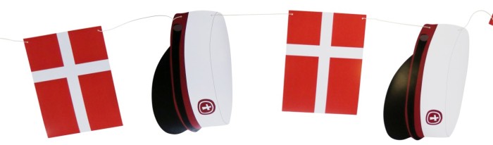 Flag og studenterhue guirlande - 3 m guirlande med rød hue og flag